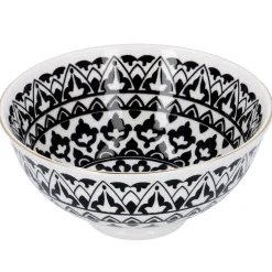 NANU-NANA Küche*Schale China, Tief, Schwarz/weiß, Goldrand, Orient