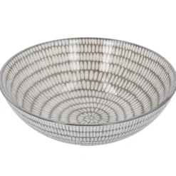 NANU-NANA Küche*Schale China, Tief, Stäbchen/Kreis, Dunkelgrau/wss, 13 Cm