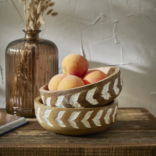 NANU-NANA Schalen & Tabletts|Küche*Schale Mango, Braun/weiß, 20 X 7 Cm