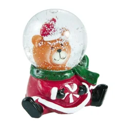 NANU-NANA Weihnachtsdeko*Schneekugel Figur Mit Mütze, Bär, 4.5 X 7.5 Cm