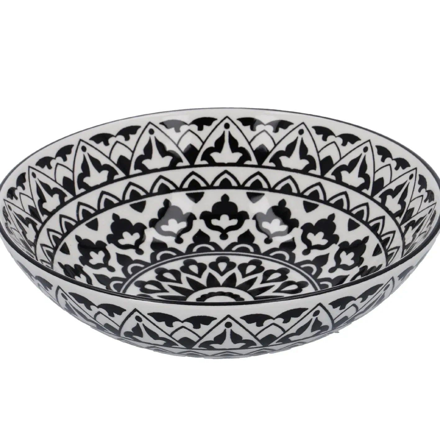NANU-NANA Küche*Schüssel China, Flach, Orient, Schw/wss, 23 Cm