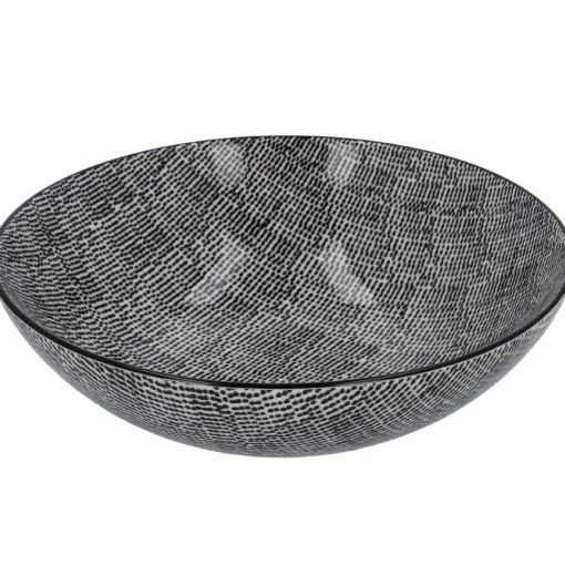 NANU-NANA Jga|Küche*Schüssel China, Flach, Striche, Schw/wss, 23 Cm