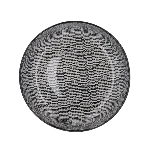 NANU-NANA Jga|Küche*Schüssel China, Flach, Striche, Schw/wss, 23 Cm