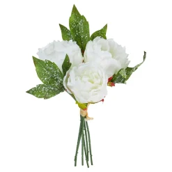 NANU-NANA Vasen & Kunstblumen|Weihnachtsdeko*Strauß Eisrose, Weiß, 30 Cm