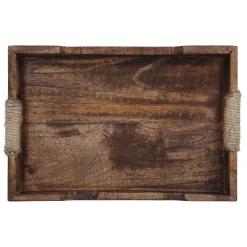 NANU-NANA Schalen & Tabletts*Tablett Mit Seilgriff, Braun, 29.5 X 19.5 Cm