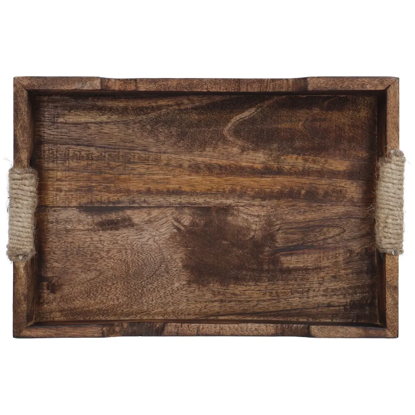 NANU-NANA Schalen & Tabletts*Tablett Mit Seilgriff, Braun, 29.5 X 19.5 Cm