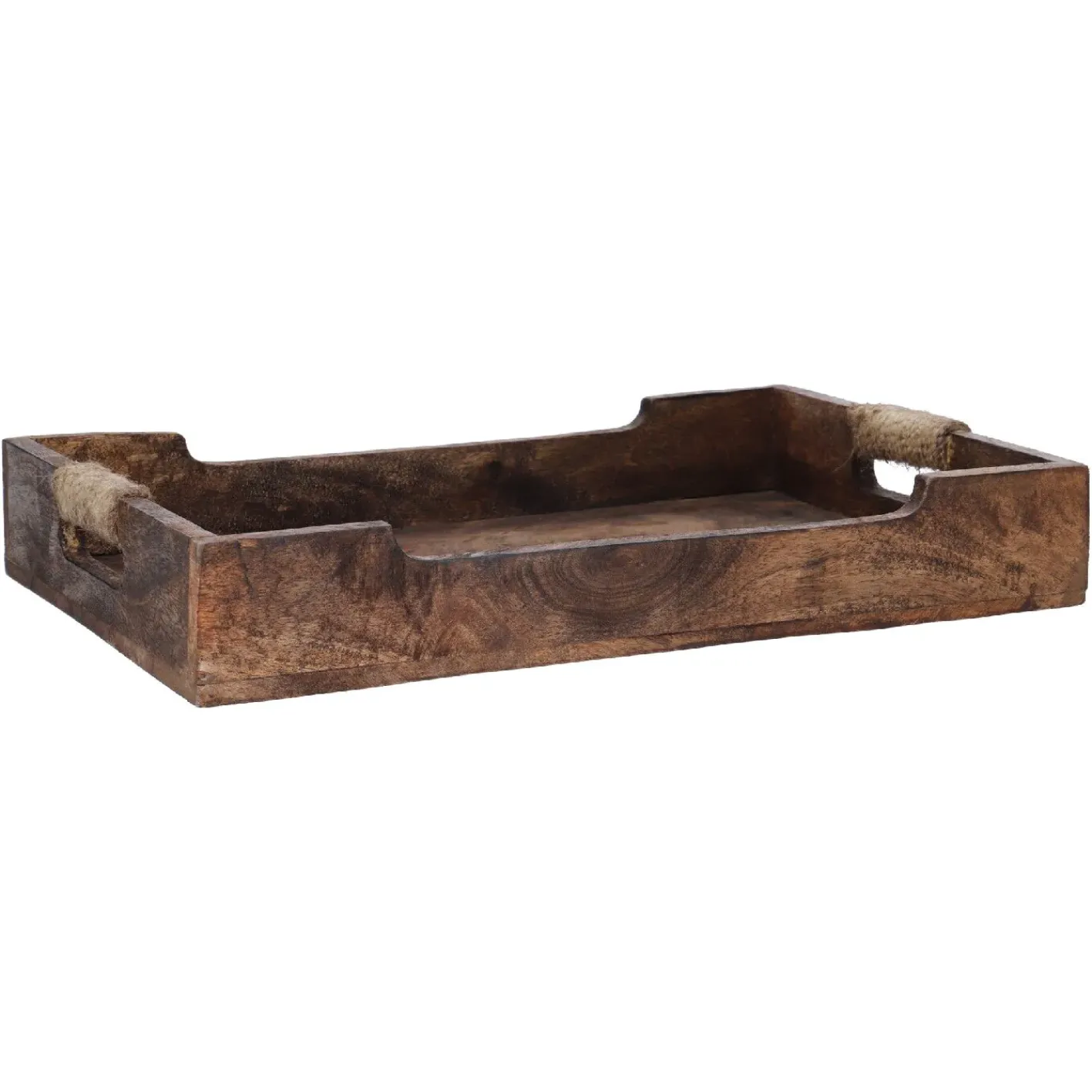 NANU-NANA Schalen & Tabletts*Tablett Mit Seilgriff, Braun, 38 X 25.5 Cm