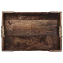 NANU-NANA Schalen & Tabletts*Tablett Mit Seilgriff, Braun, 38 X 25.5 Cm