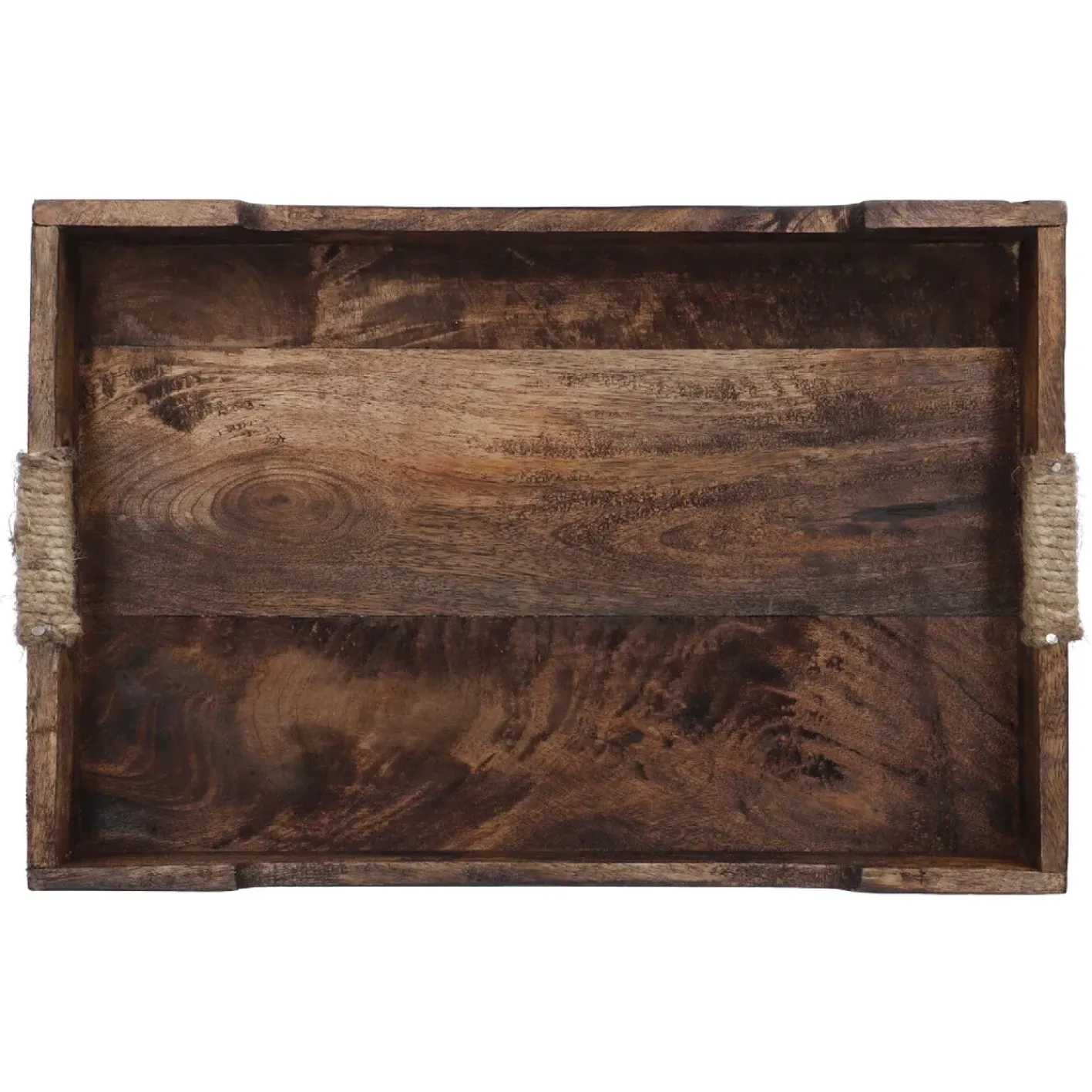 NANU-NANA Schalen & Tabletts*Tablett Mit Seilgriff, Braun, 38 X 25.5 Cm