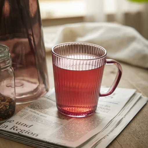 NANU-NANA Küche*Teeglas Rillen, Rot, 300 Ml