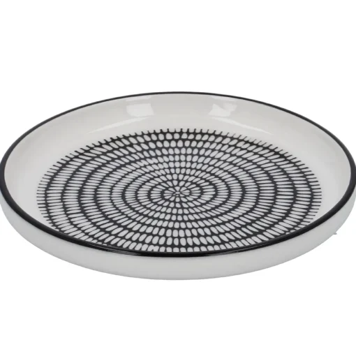 NANU-NANA Jga|Küche*Teller China, Stäbchen/Kreis, Schw/wss, 16.5 Cm