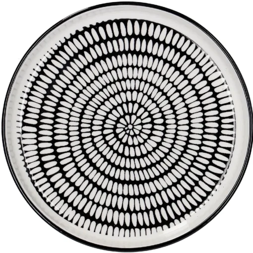 NANU-NANA Jga|Küche*Teller China, Stäbchen/Kreis, Schw/wss, 16.5 Cm