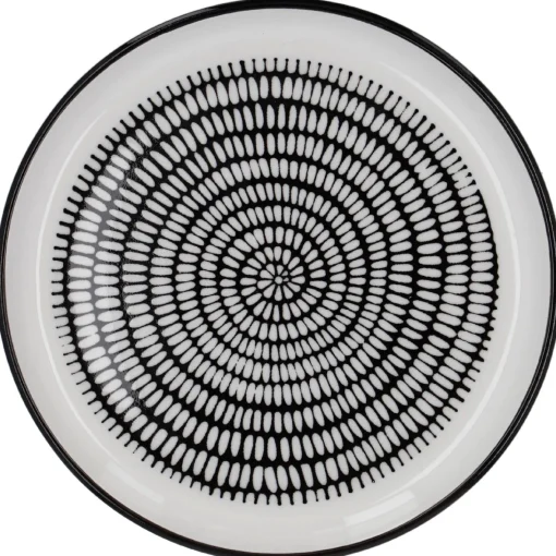NANU-NANA Jga|Küche*Teller China, Stäbchen/Kreis, Schw/wss, 16.5 Cm