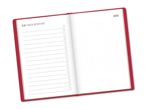 NANU-NANA Kalender & Planer|Weihnachtsgeschenke*Terminplaner Lederlook, 2025, Rot
