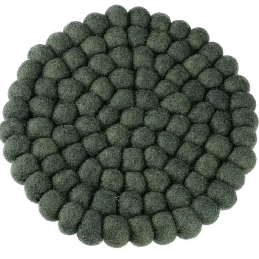 NANU-NANA Küche*Untersetzer Filzkugeln, Dunkelgrün , 20 Cm