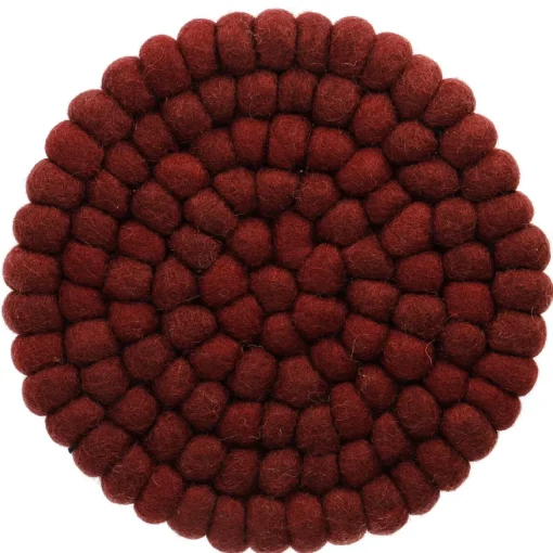 NANU-NANA Küche*Untersetzer Filzkugeln, Dunkelrot , 20 Cm