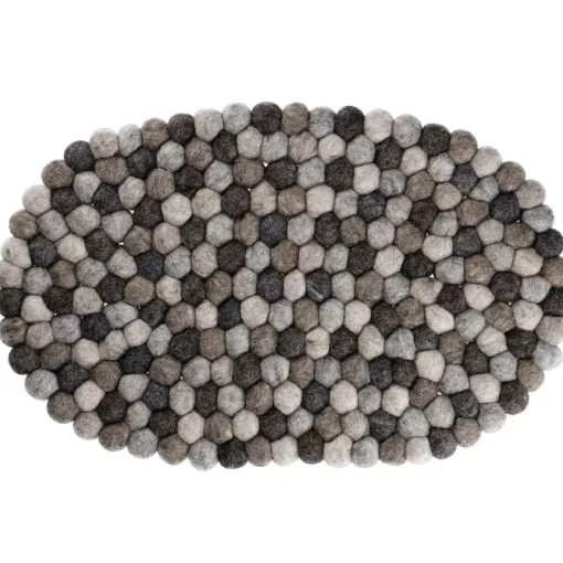 NANU-NANA Küche|Tischdeko*Untersetzer Filzkugeln, Oval/grau, 40 Cm