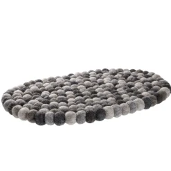 NANU-NANA Küche|Tischdeko*Untersetzer Filzkugeln, Oval/grau, 40 Cm
