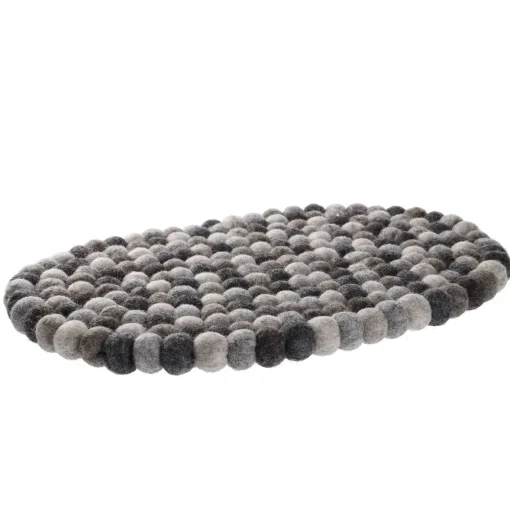 NANU-NANA Küche|Tischdeko*Untersetzer Filzkugeln, Oval/grau, 40 Cm