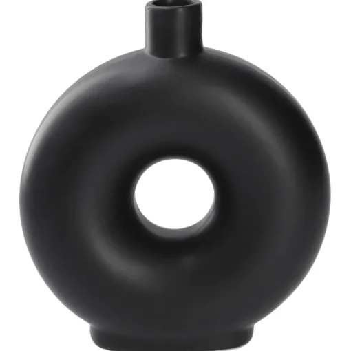 NANU-NANA Vasen & Kunstblumen*Vase Loch, Schwarz, 20 Cm