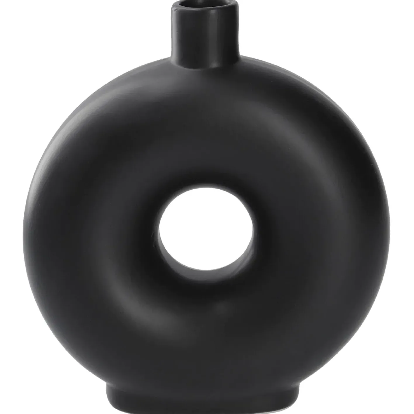 NANU-NANA Vasen & Kunstblumen*Vase Loch, Schwarz, 20 Cm