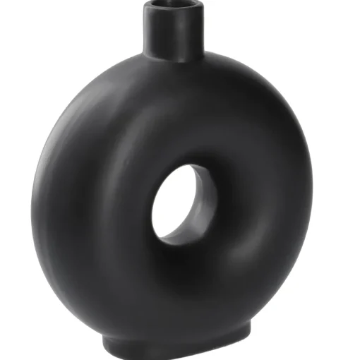 NANU-NANA Vasen & Kunstblumen*Vase Loch, Schwarz, 20 Cm
