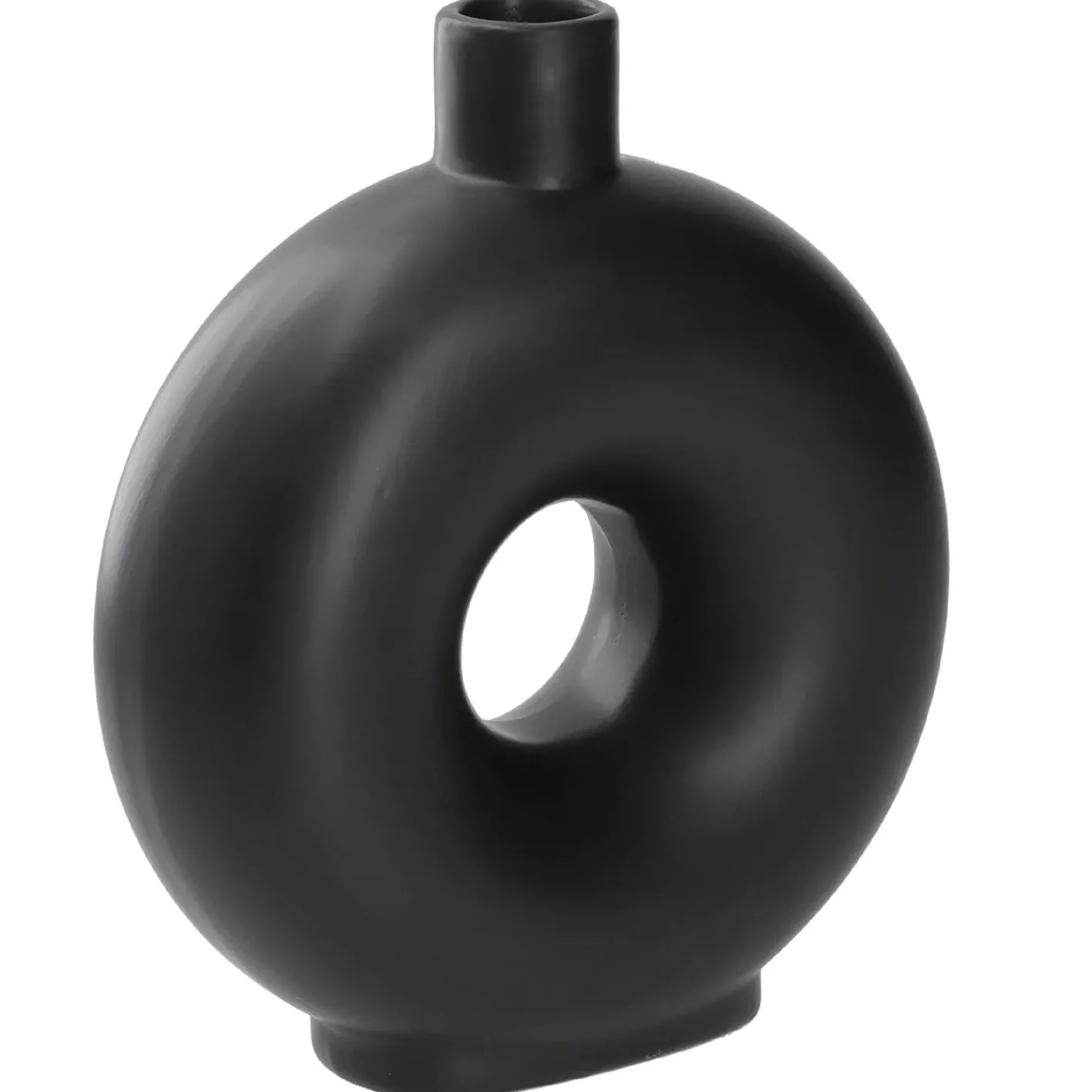 NANU-NANA Vasen & Kunstblumen*Vase Loch, Schwarz, 20 Cm