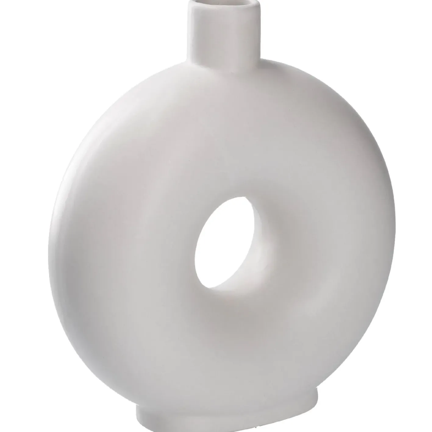 NANU-NANA Vasen & Kunstblumen*Vase Loch, Weiß, 20 Cm