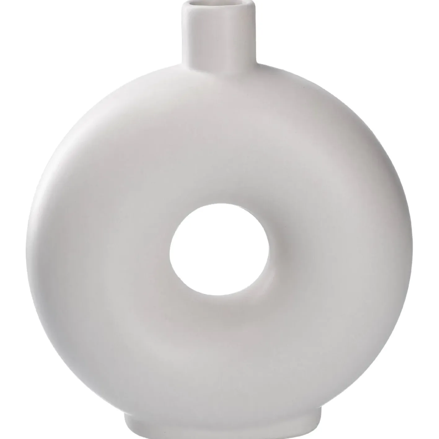 NANU-NANA Vasen & Kunstblumen*Vase Loch, Weiß, 20 Cm
