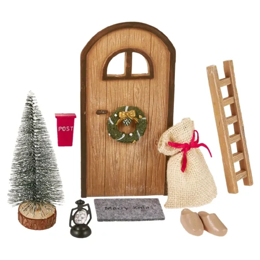 NANU-NANA Weihnachtstraditionen|Weihnachtsdeko*Wichteltür-Set, Braun