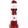 NANU-NANA Deko-Objekte|Windlichter & Laternen*Windlicht Leuchtturm, Rot/weiß, 36 Cm