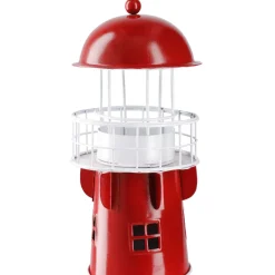NANU-NANA Deko-Objekte|Windlichter & Laternen*Windlicht Leuchtturm, Rot/weiß, 36 Cm