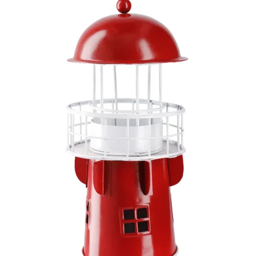 NANU-NANA Deko-Objekte|Windlichter & Laternen*Windlicht Leuchtturm, Rot/weiß, 36 Cm