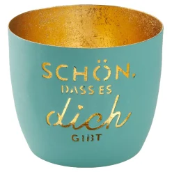 NANU-NANA Windlichter & Laternen*Windlicht Spruch, Schön/türkis, 10 X 8.5 Cm