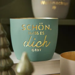 NANU-NANA Windlichter & Laternen*Windlicht Spruch, Schön/türkis, 10 X 8.5 Cm