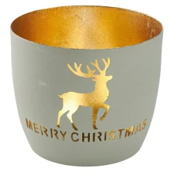 NANU-NANA Windlichter & Laternen|Weihnachtsdeko*Windlicht Spruch/Xmas, Hirsch/hellgrau, 10 X 8.5 Cm
